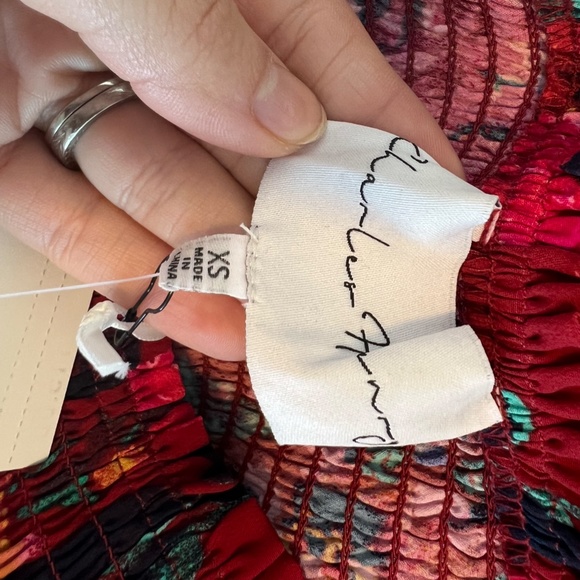 Charles Henry Floral Print Smocked Long Sleeve Minidress - Picture 5 of 6